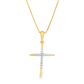 10K Yellow Gold Diamond Cross Charm Necklace Petite Faith Pendant 0.10 CTW