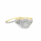 10K Yellow Gold Diamond Cushion Halo Engagement Ring Bridal Style 0.73 CTW