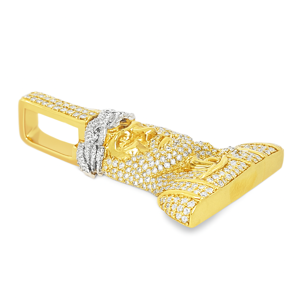 10K Yellow Gold Diamond Jesus Piece Pendant 4.0 ctw | Iced-Out Baguette & Round Diamond Religious Charm