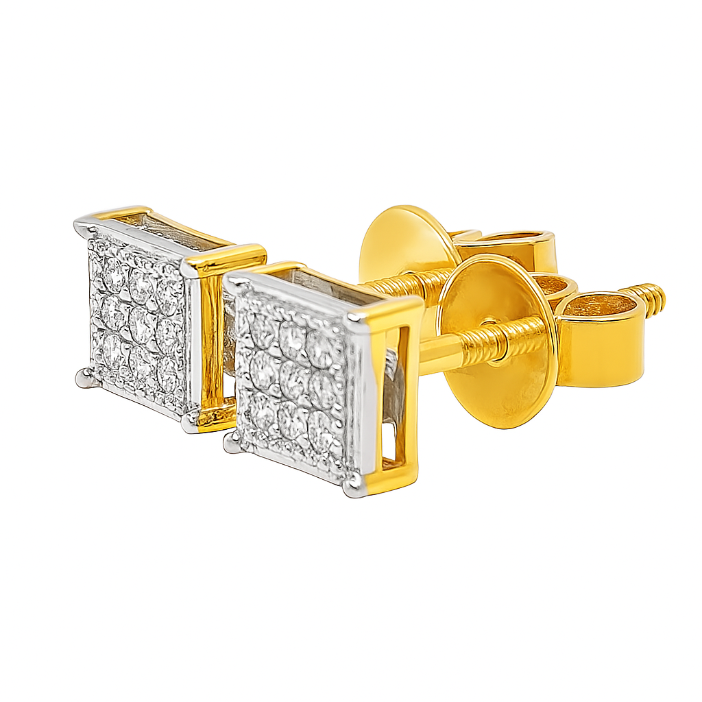 10K Yellow Gold Diamond Square Stud Earrings 0.25 CTW | Jewelry Palace