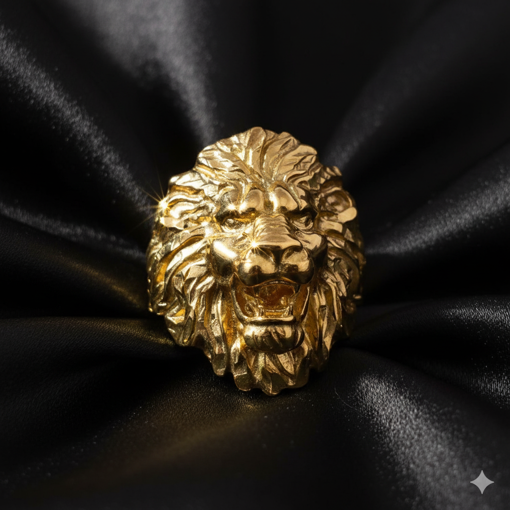 10K Gold Lion Head Ring for Men – Bold & Powerful Statement Piece
