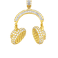 10K Yellow Gold Diamond Headphone Pendant 4.00 ctw | Baguette & Round Cut Iced-Out Charm