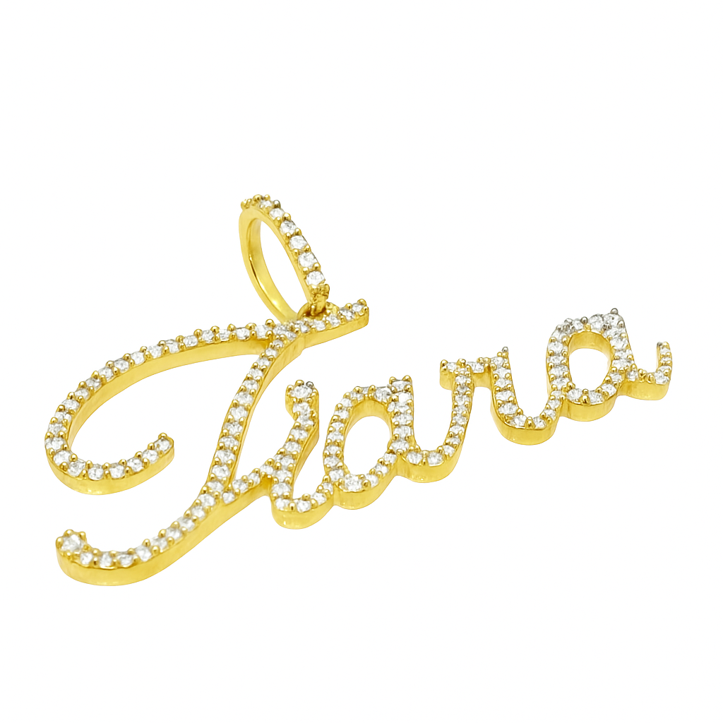 10K Yellow Gold Diamond "Tiara" Letter Pendant 1.5 ctw