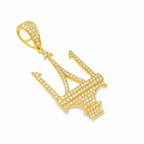 10K Yellow Gold Diamond Trident Pendant 1.50 CTW | Jewelry Palace