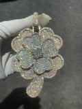 Custom Four-Leaf Clover Moissanite Pendant — Rose & Silver Two-Tone