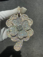 Custom Four-Leaf Clover Moissanite Pendant — Rose & Silver Two-Tone