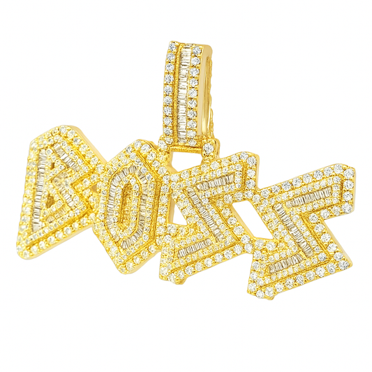 10K Yellow Gold Diamond "Boss" Pendant with Baguette Cut Diamonds 4.0 ctw