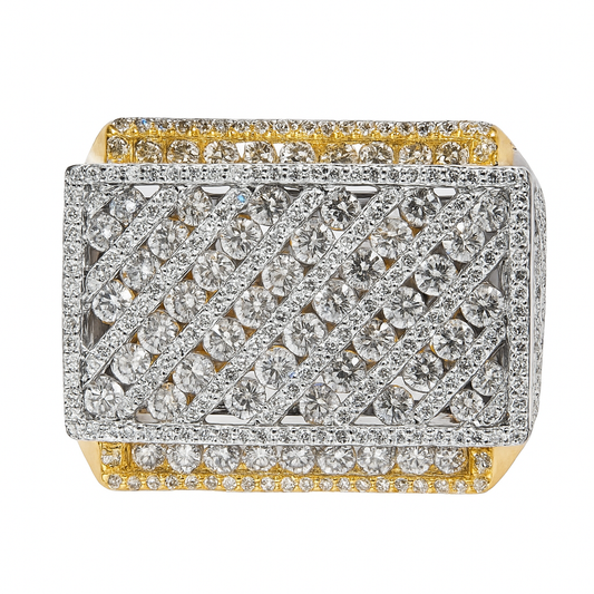 Men’s Rectangle Cluster Pinky Ring 2.00 CTW | 10K Yellow Gold Diamond Iced-Out Ring | Jewelry Palace