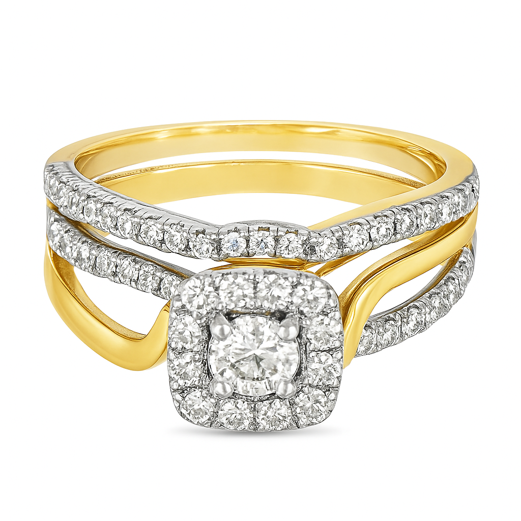 14K Yellow Gold Round Cut Diamond Wedding Ring Set 0.75 ctw | Elegant Bridal Jewelry – Jewelry Palace Lithonia GA