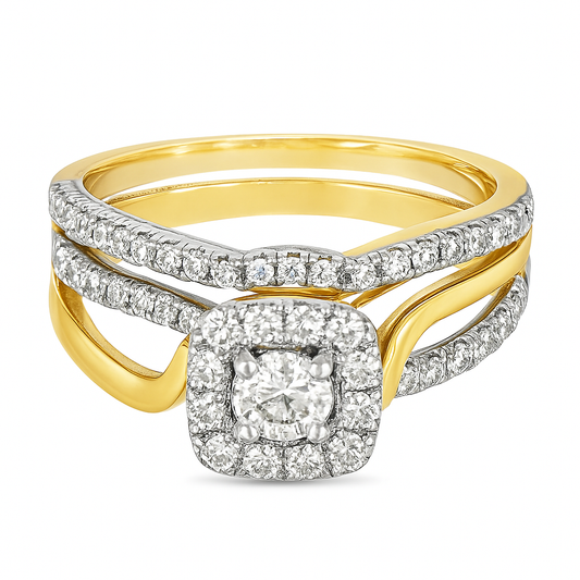 14K Yellow Gold Round Cut Diamond Wedding Ring Set 0.75 ctw | Elegant Bridal Jewelry – Jewelry Palace Lithonia GA