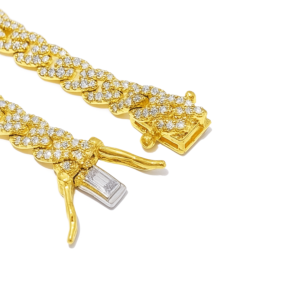 10K Yellow Gold 5MM Luxury Diamond Cuban Bracelet 0.95 ctw – Elegant 7" Link Design | Jewelry Palace