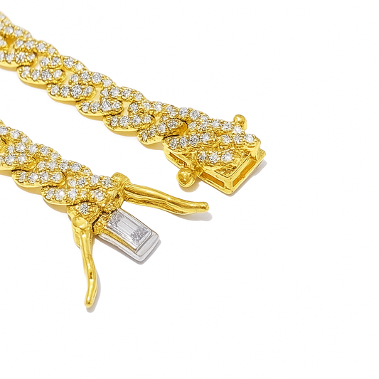 10K Yellow Gold 5MM Luxury Diamond Cuban Bracelet 0.95 ctw – Elegant 7" Link Design | Jewelry Palace