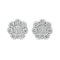 10K White Gold Diamond Round Cluster Stud Earrings 0.86 CTW | Jewelry Palace