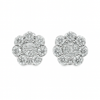 10K White Gold Diamond Round Cluster Stud Earrings 0.86 CTW | Jewelry Palace