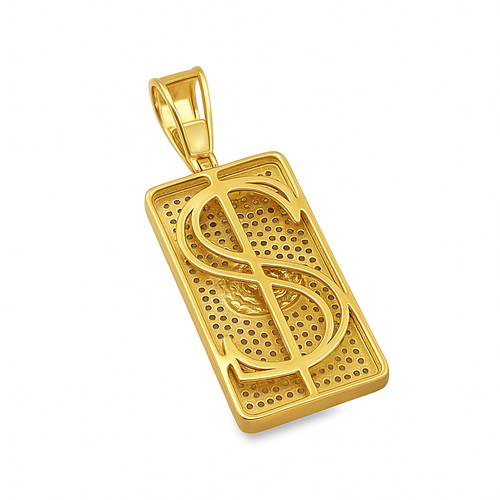 10K Yellow Gold 0.45 CTW Natural Diamond $100 Bill Pendant