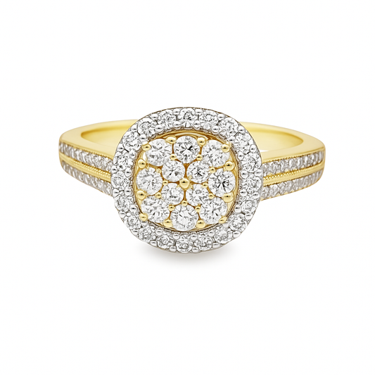 10K Yellow Gold Diamond Cluster Ring 0.41 ctw | Round Brilliant Halo Design – Jewelry Palace Lithonia GA