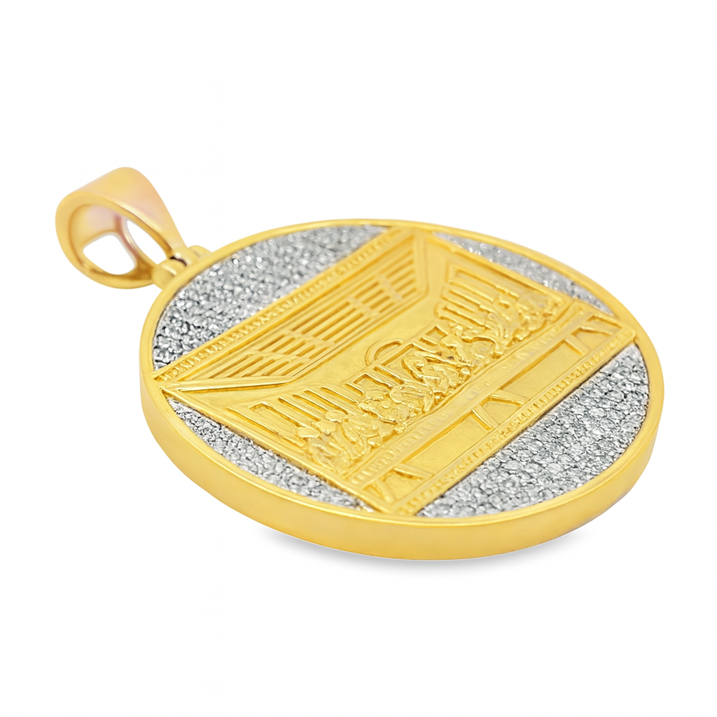 10K Yellow Gold Diamond Last Supper Pendant 1/2 ctw