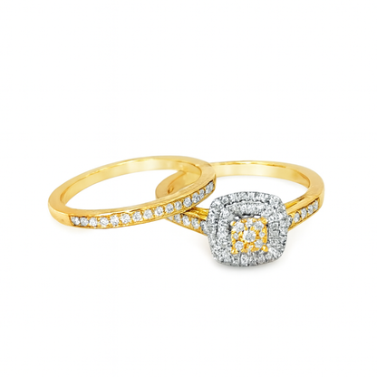 10K Yellow Gold Square Diamond Ring With Band 0.33 ctw