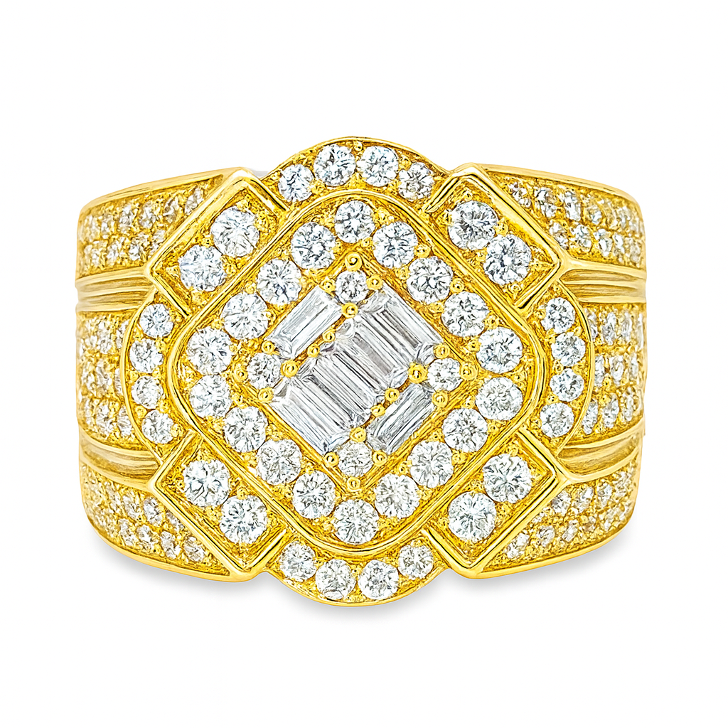10K Yellow Gold Diamond Ring with Square Cut Diamonds 2.11 CTW | Jewelry Palace