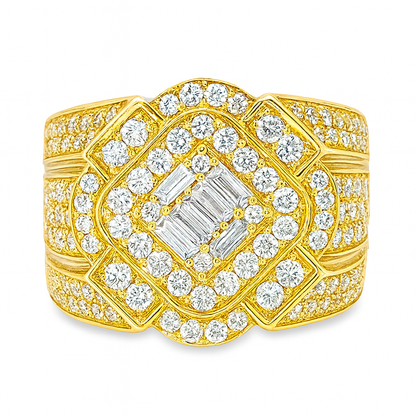10K Yellow Gold Diamond Ring with Square Cut Diamonds 2.11 CTW | Jewelry Palace