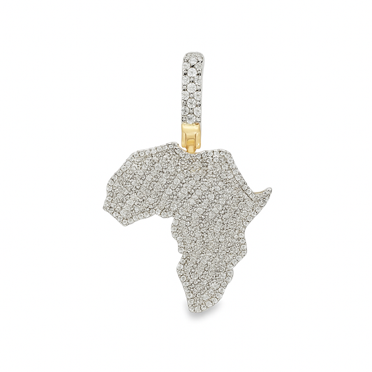 10K Yellow Gold Diamond Africa Map Pendant 0.625 CTW | Jewelry Palace