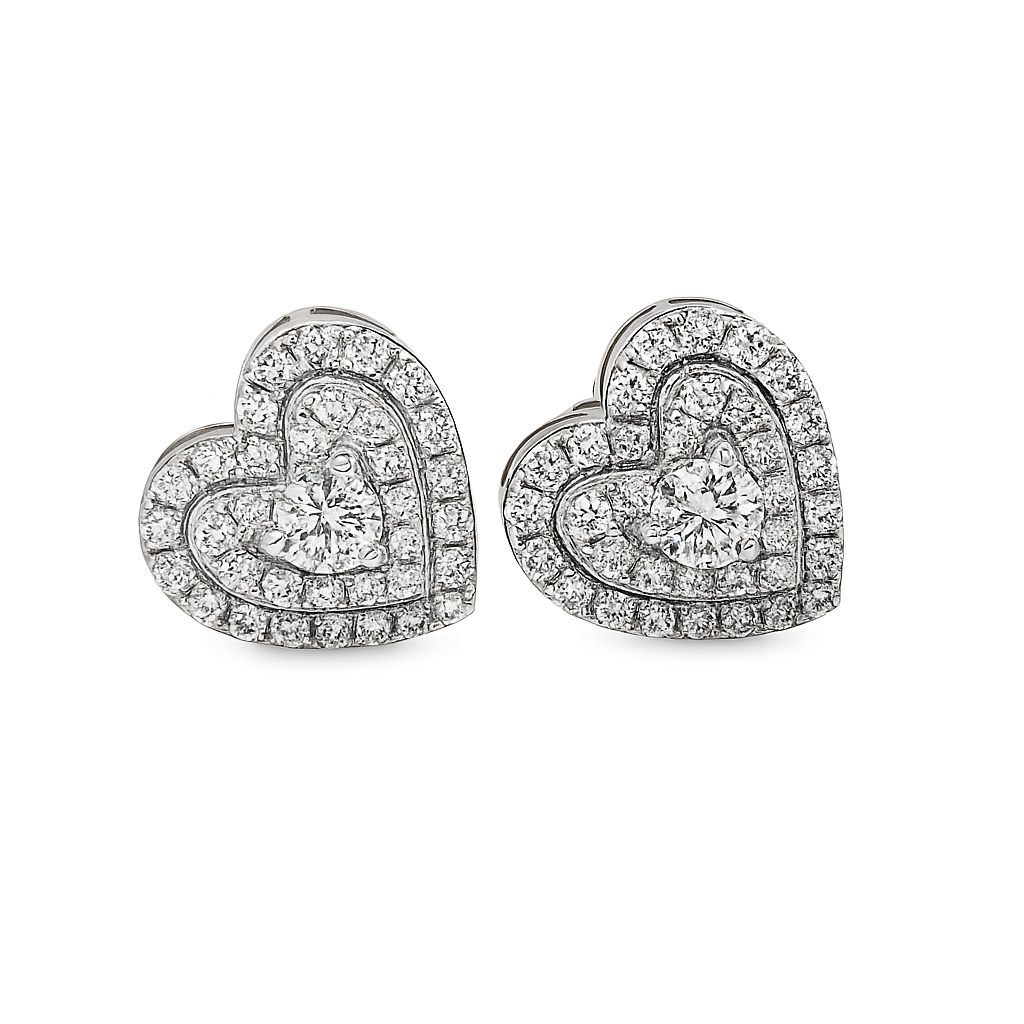 10K White Gold Diamond Heart Stud Earrings | 0.27 CTW | Jewelry Palace