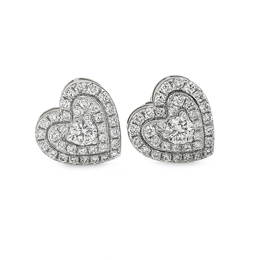 10K White Gold Diamond Heart Stud Earrings | 0.27 CTW | Jewelry Palace