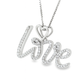 10K White Gold Diamond Love Charm Necklace Script Heart Pendant 0.28 CTW