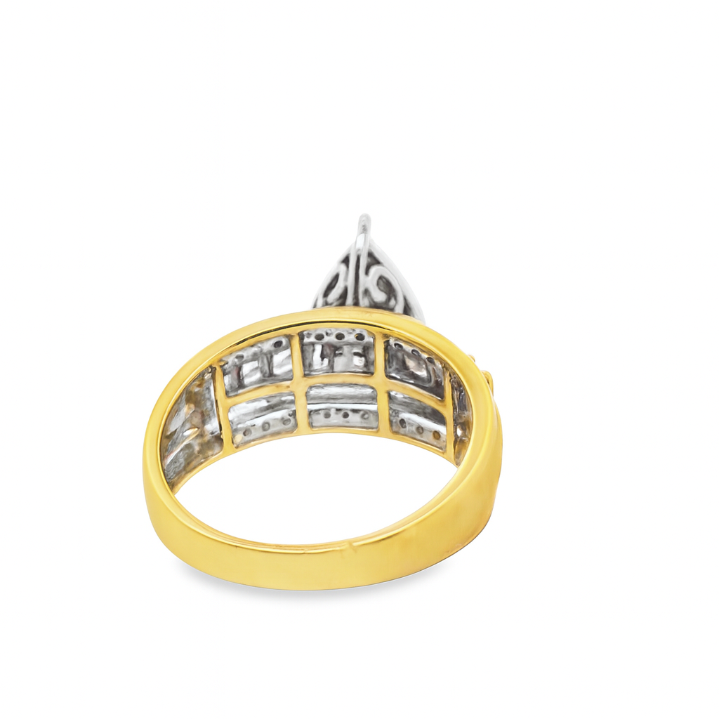 10K Yellow Gold Pear Cut Cluster Diamond Ring 1.00 ctw – Cinderella Style by Jewelry Palace