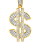 10K Yellow Gold Diamond Dollar Sign Pendant 1.00 ctw