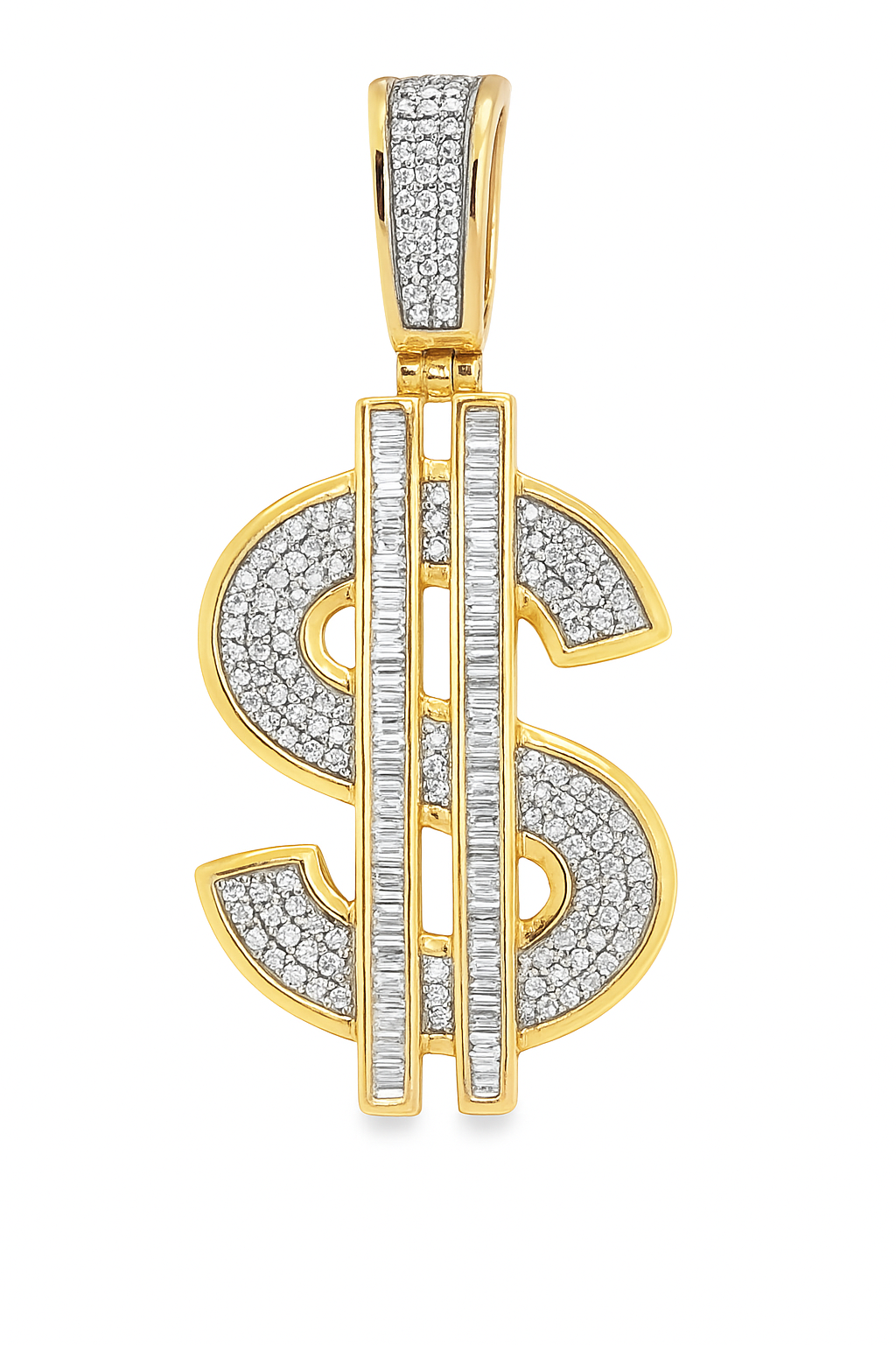 10K Yellow Gold Diamond Dollar Sign Pendant 1.00 ctw
