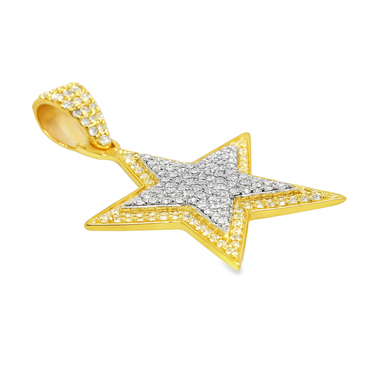 10K Two-Tone Gold 2.10 ctw Diamond Star Pendant | Iced-Out Five Point Star | Jewelry Palace