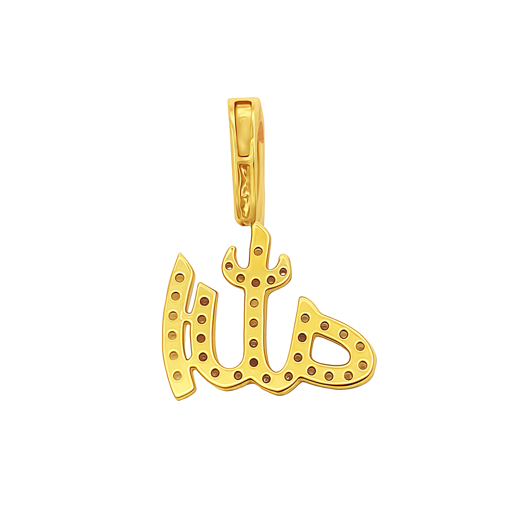 10K gold Islamic diamond pendant detail