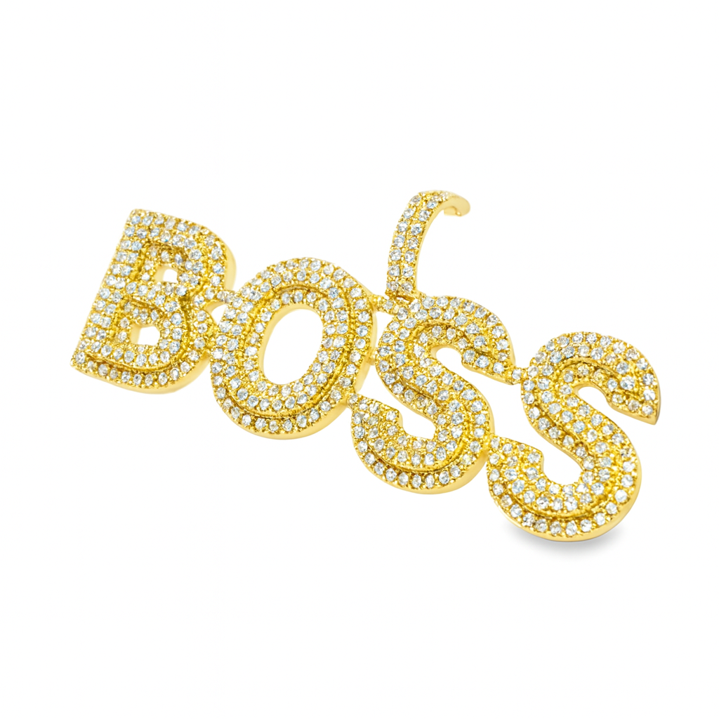 10K Yellow Gold Diamond "BOSS" Pendant 0.78 ctw