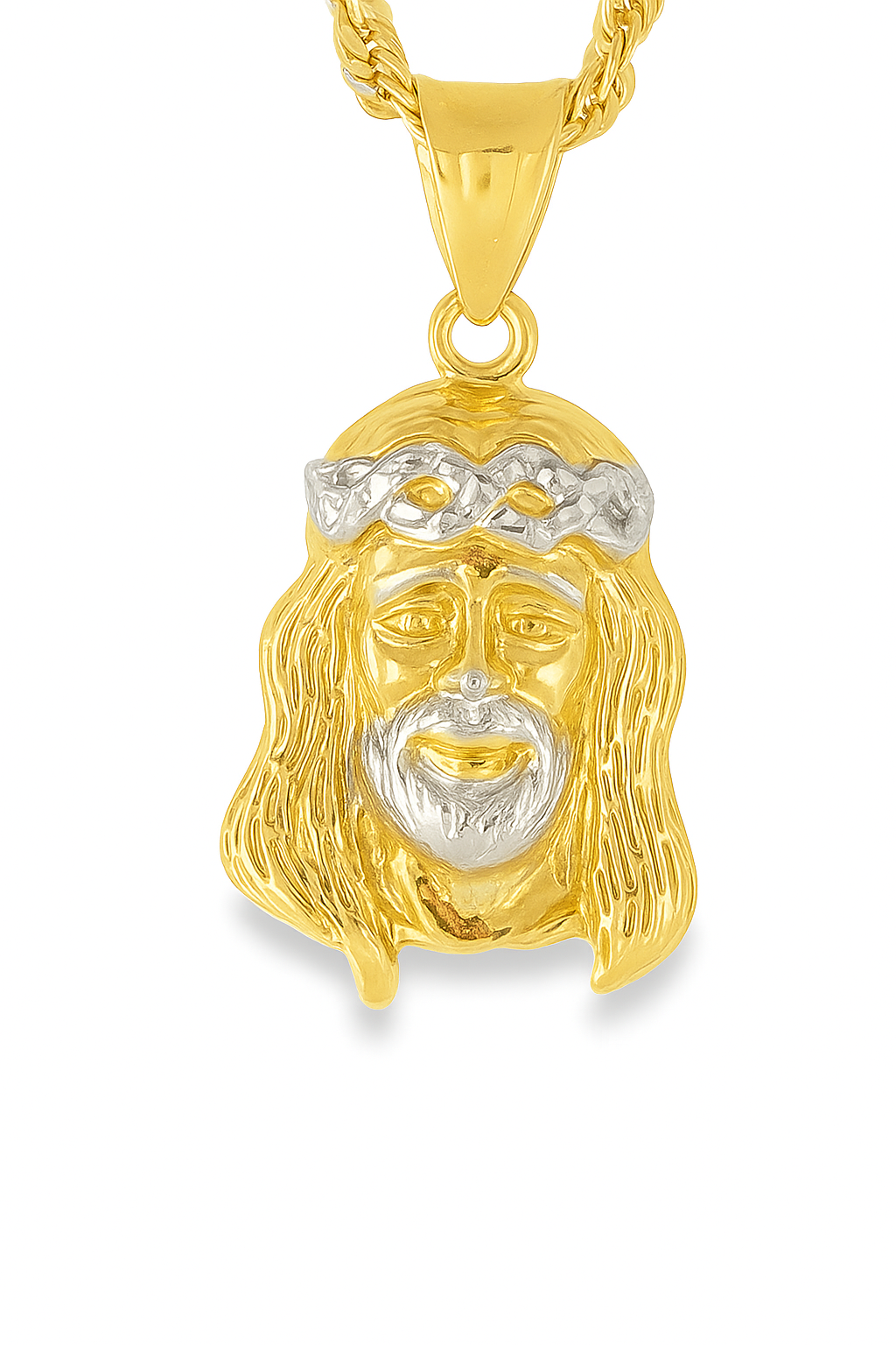10K Yellow Gold Jesus Face Pendant Necklace Set – Symbol of Faith & Strength | Jewelry Palace