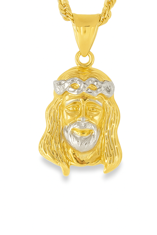 10K Yellow Gold Jesus Face Pendant Necklace Set – Symbol of Faith & Strength | Jewelry Palace