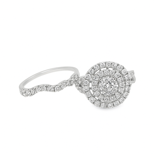 10K White Gold Diamond Ring 1.94 ctw | Round Cut Halo Band – Jewelry Palace Lithonia GA
