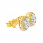 10K Two-Tone Gold 0.62 ctw Diamond Cluster Earrings | Dual-Tone Studs | Jewelry Palace