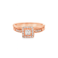 10K Rose Gold Diamond Halo Bridal Engagement Ring Petite Set 0.20 CTW