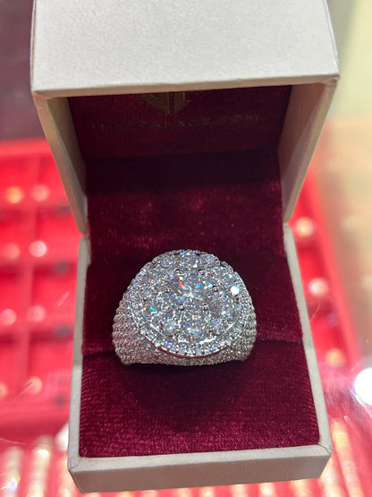 VVs Moissanite 925 sterling silver mens ICEDOUT Ring(Passes Testers)