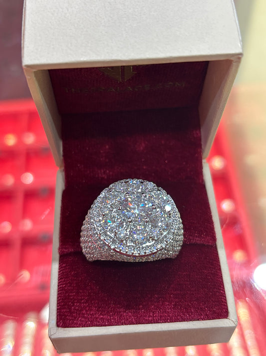 VVs Moissanite 925 sterling silver mens ICEDOUT Ring(Passes Testers)