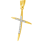 10K Yellow Gold Diamond Cross Charm Necklace Petite Faith Pendant 0.10 CTW