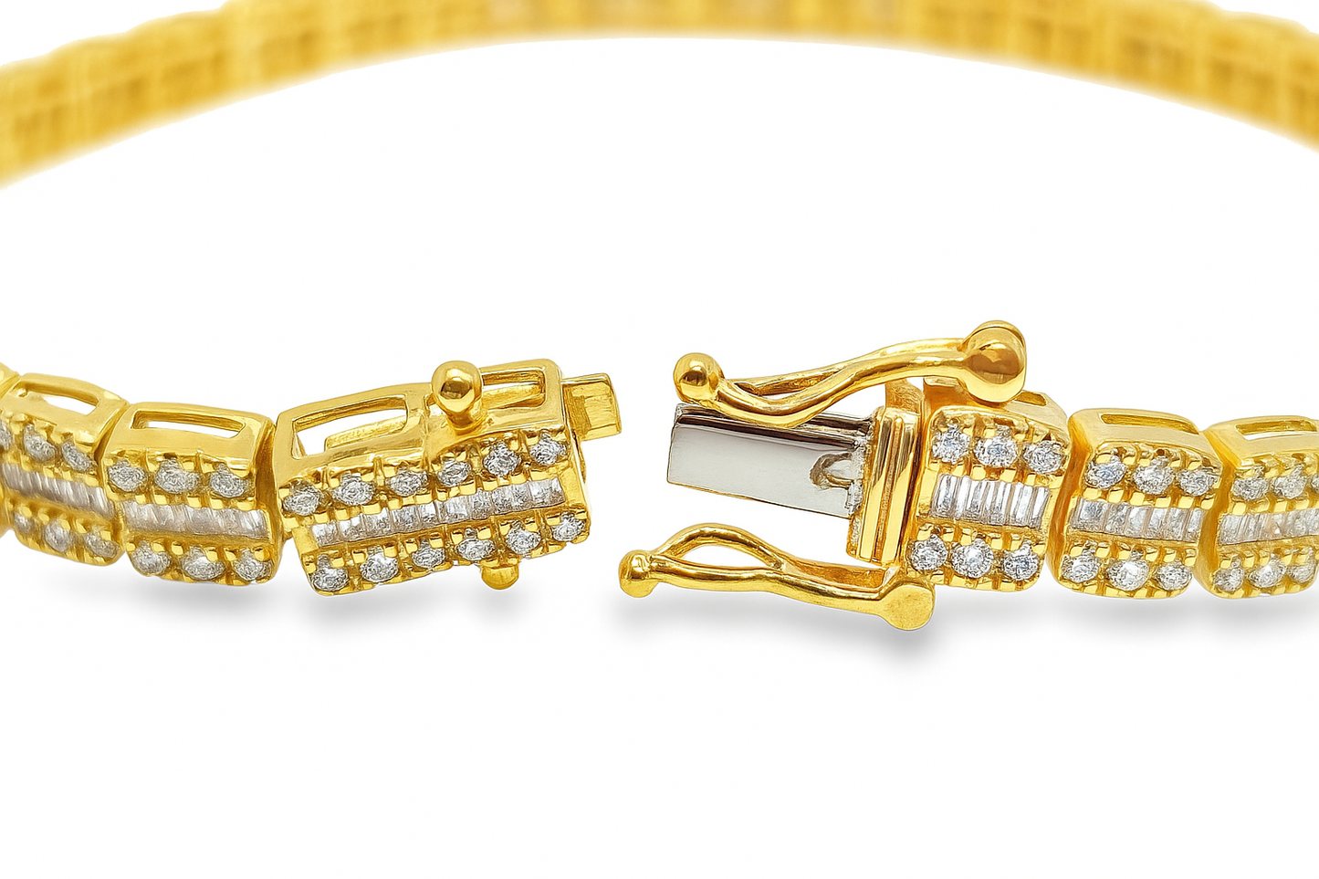 10K Yellow Gold Diamond Baguette Bracelet 3.59 CTW | Jewelry Palace
