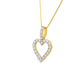 10K Yellow Gold Diamond Heart Outline Pendant Necklace 0.65 CTW