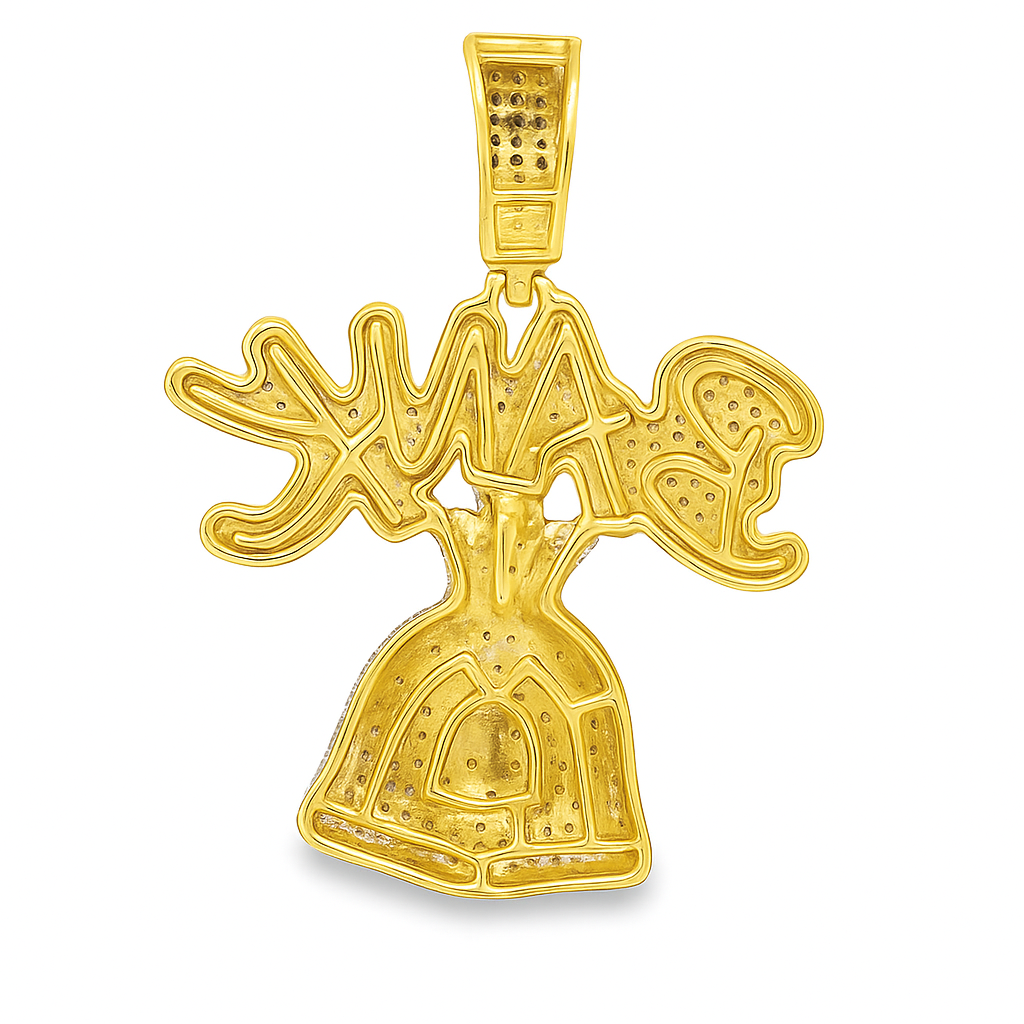 10K Yellow Gold Diamond "Bank Money" Pendant with Round Cut Diamonds 1 5/8 ctw