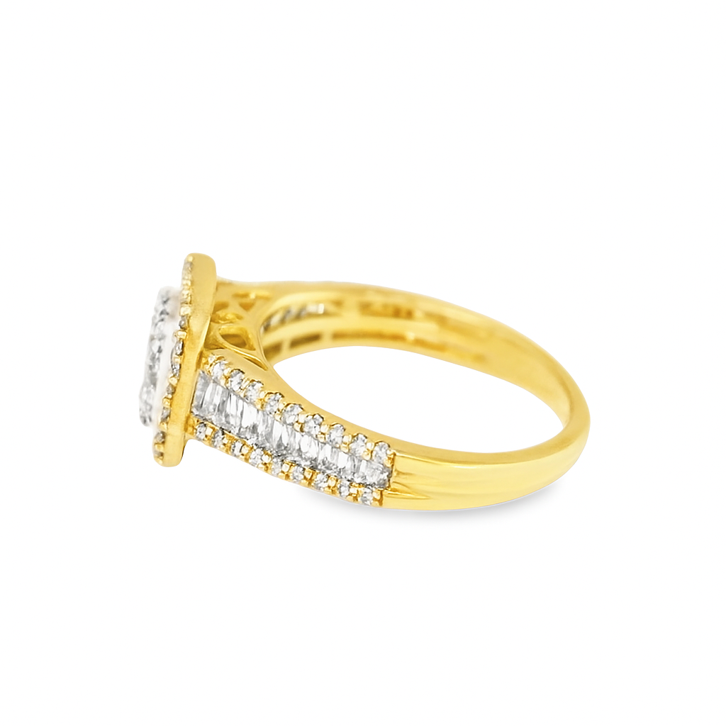 10K Yellow Gold Baguette Diamond Ring with 2 Bands 1.25 ctw