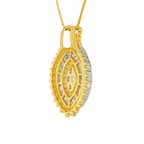 10K Yellow Gold Oval Brilliant Diamond Pendant Cluster Halo 1.00 CTW