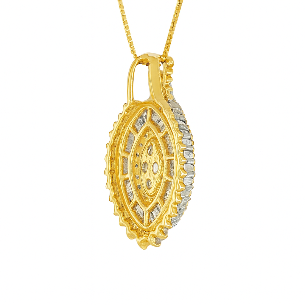 10K Yellow Gold Oval Brilliant Diamond Pendant Cluster Halo 1.00 CTW