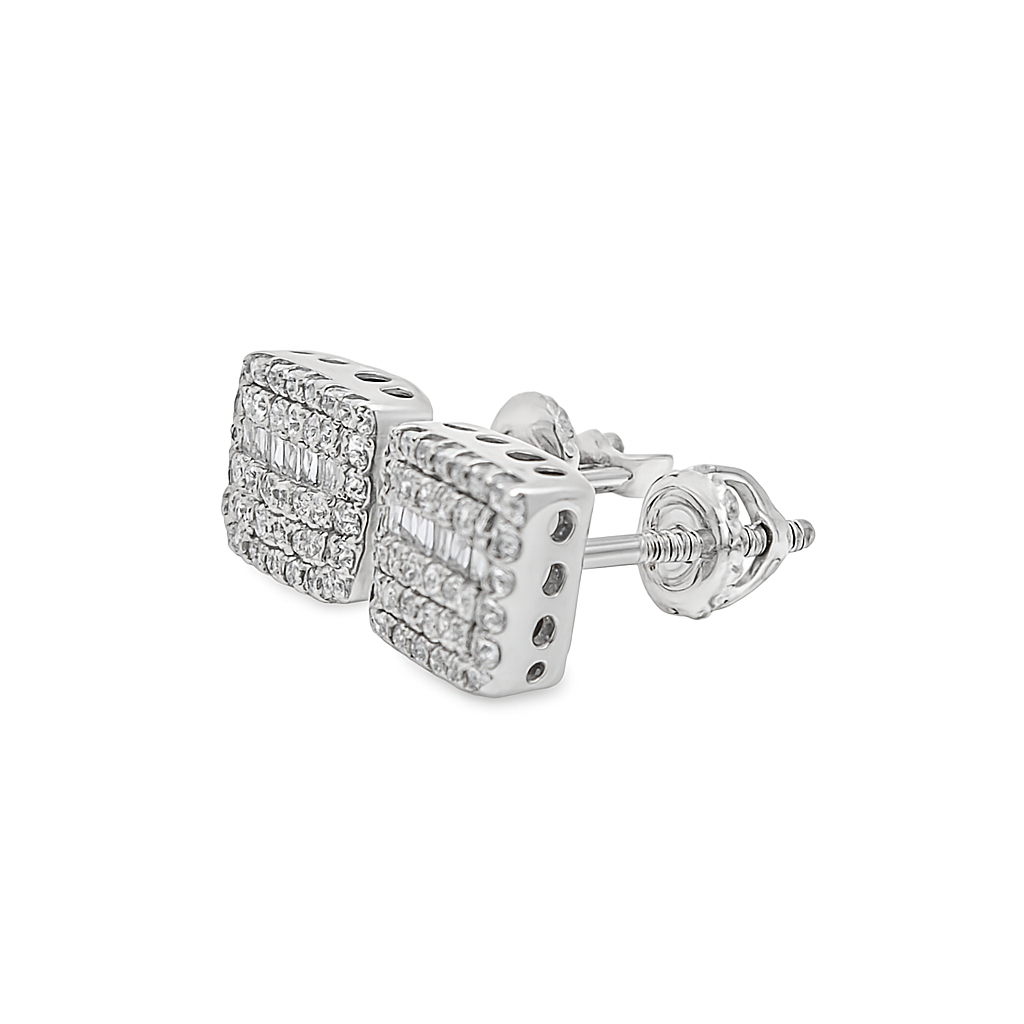 10K White Gold Diamond Square Stud Earrings | 0.26 CTW | Jewelry Palace