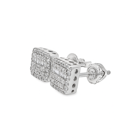 10K White Gold Diamond Square Stud Earrings | 0.26 CTW | Jewelry Palace